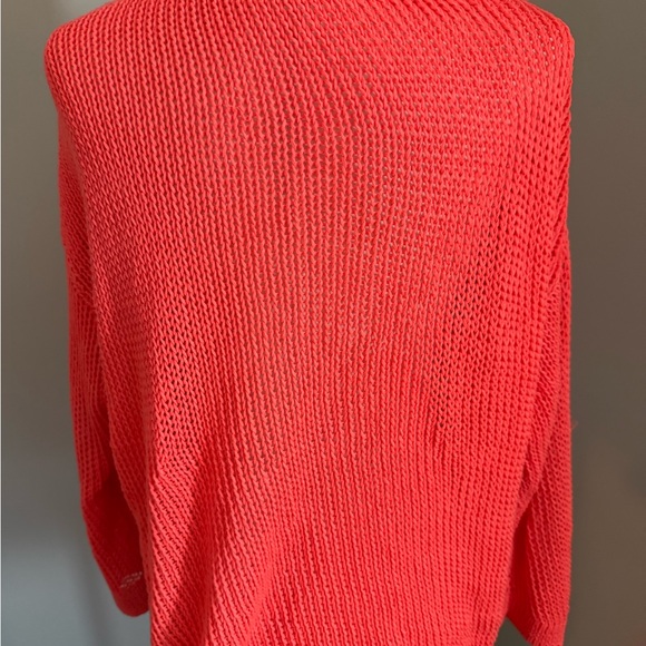 Guess Neon Coral V-Neck Knit Sweater - Picture 4 of 5